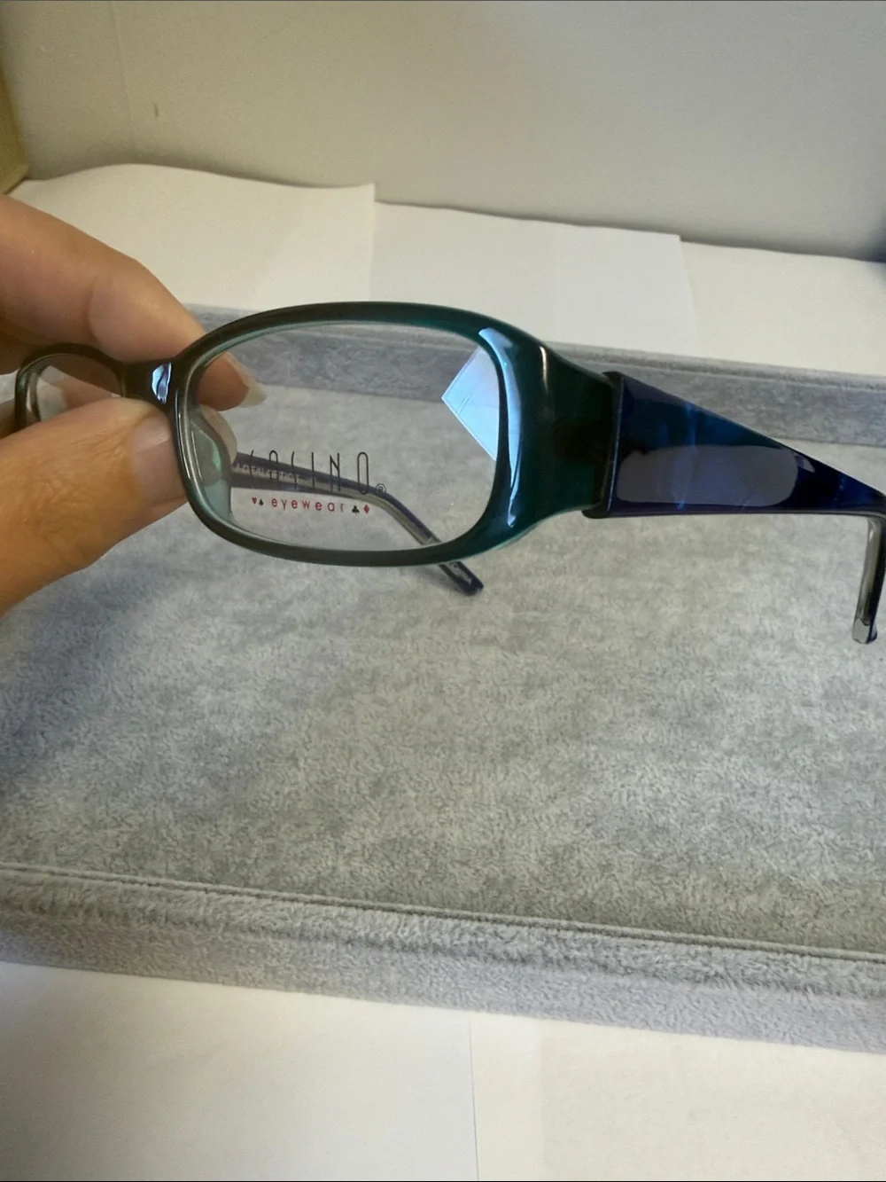 NWOT Vintage Casino Shelly Blue/Teal Ideal Optics Rectangular Eyeglass Frames